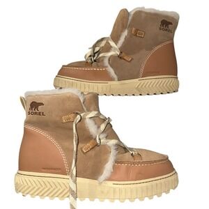 Sorel Ona Ave Waterproof Fur Winter Boots Tan Womens 10.5 NL5137-226